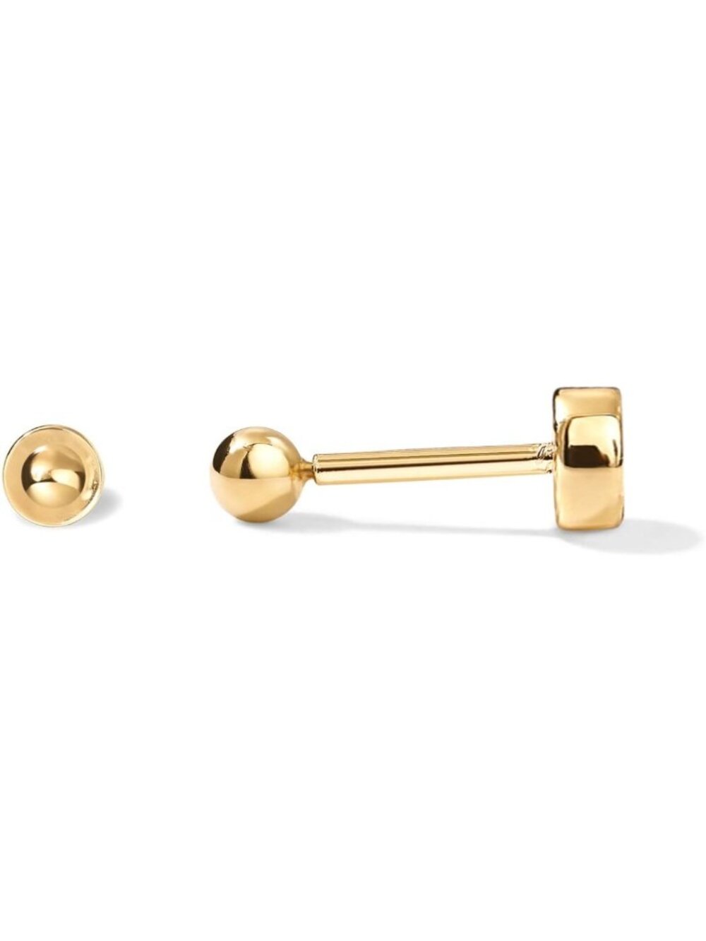 14K Gold Plated Ball Flatback Earrings for Women | Stylish Cartilage Studs